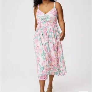 Floral Pink and Green Women's Dress
